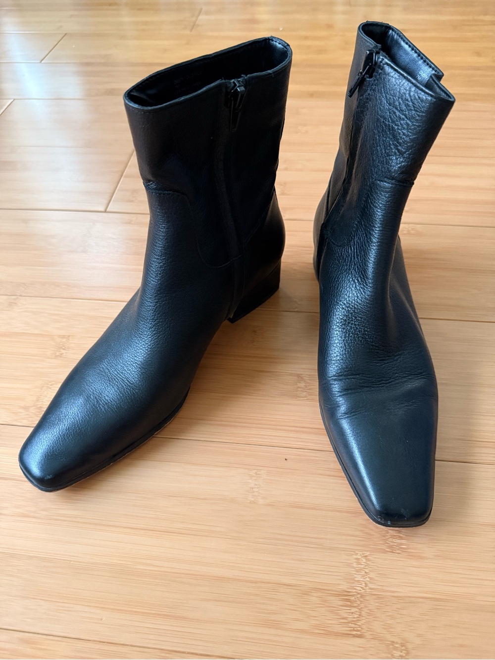 Steve Madden - Dusty - Leather Square Toe Booties - Black - Size 7